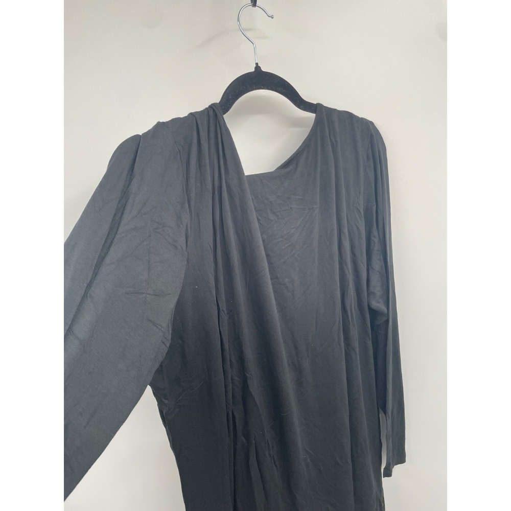 Ashley Stewart Top Womens 22/24 Black Stretch Long Sleeve Blouse Preppy Boho NWT - Picture 3 of 11